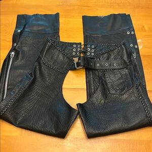 Genuine Leather, Classic Braided Chaps, Heavy Duty Hardware, High Quality XL